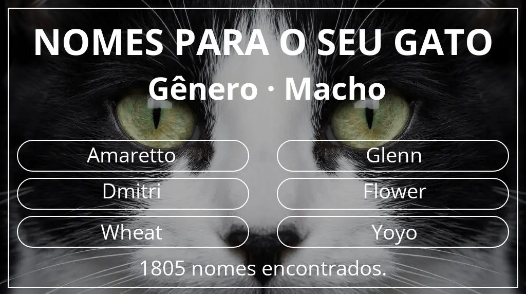 Nomes para gatos baseados em gênero macho