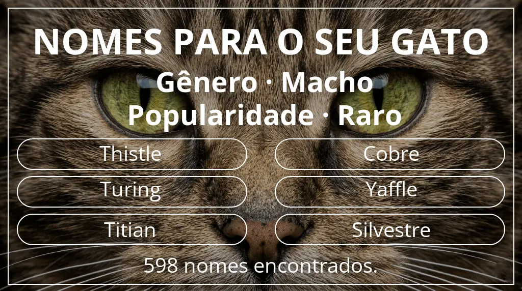 Nomes de gatos baseados em gênero macho e popularidade raro