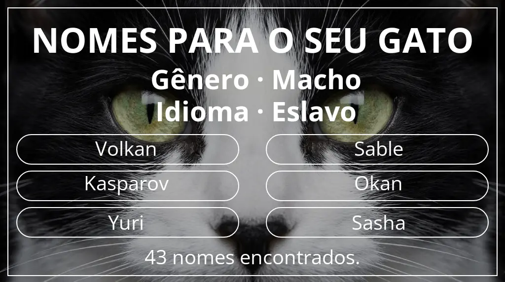 Nomes de gatos baseados em gênero macho e idioma eslavo