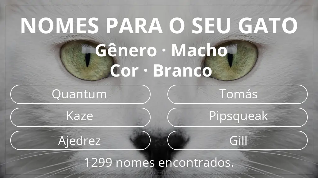 Nomes de gatos relacionados com gênero macho e cor branco