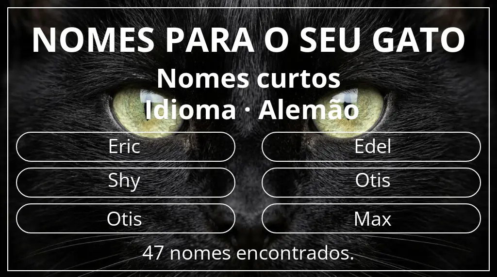Nomes felinos baseados em comprimento do nome curto (2–4) e idioma alemão