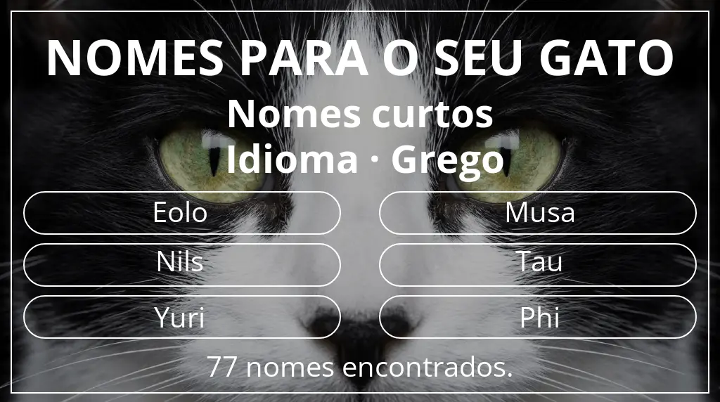 Nomes para gatos relacionados com comprimento do nome curto (2–4) e idioma grego