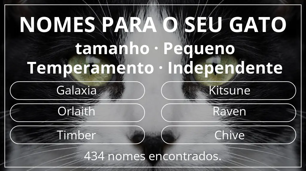 Nomes de gatos relacionados com tamanho pequeno e temperamento independente