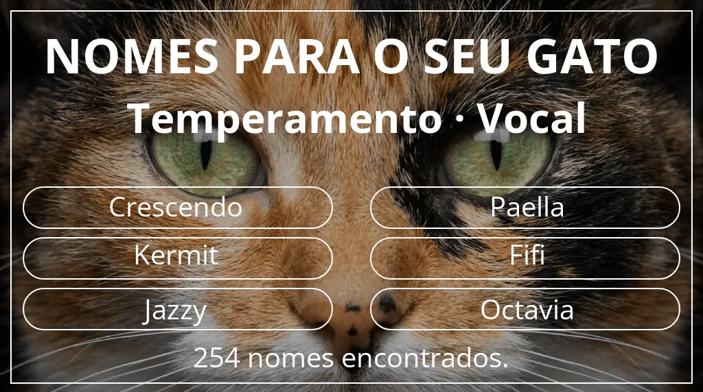 Nomes de gatos baseados em temperamento vocal