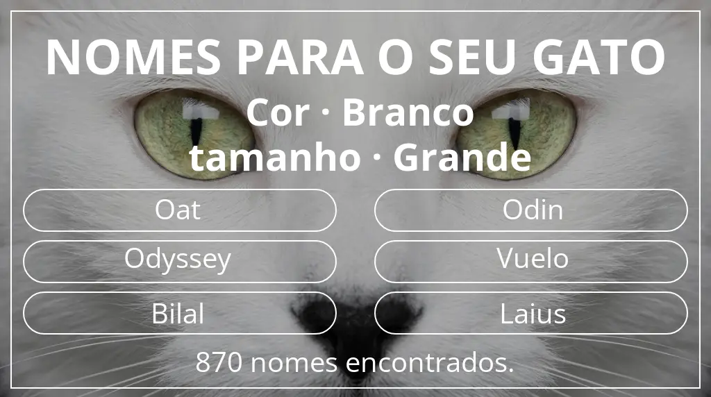Nomes felinos com inspiração em cor branco e tamanho grande