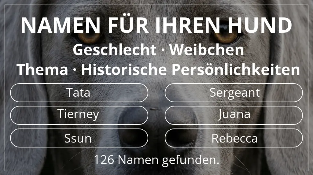 Hundenamen basierend auf geschlecht weibchen und thema historische persönlichkeiten
