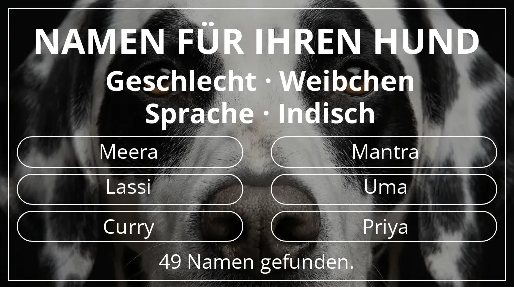 Hundenamen basierend auf geschlecht weibchen und sprache indisch