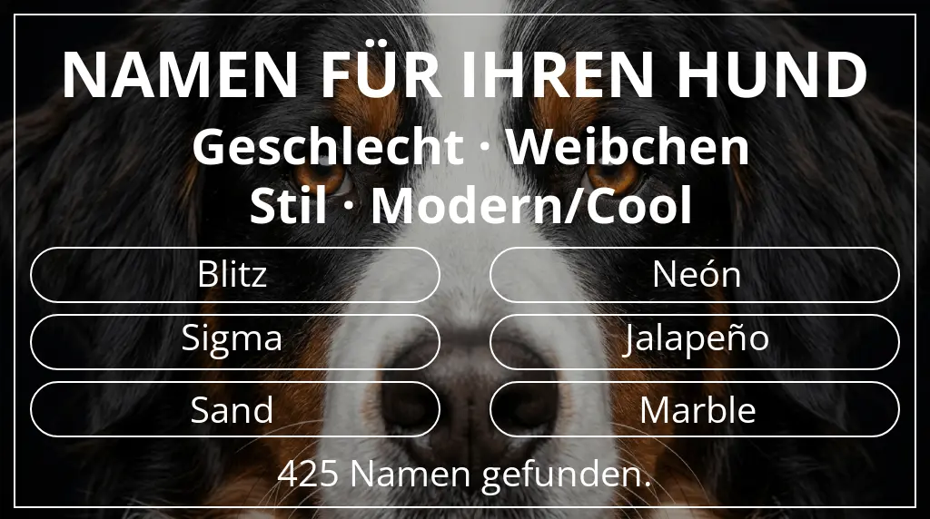 Namen für Hunde inspiriert von geschlecht weibchen und stil modern/cool
