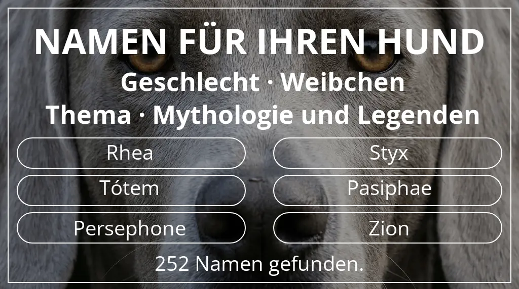 Namen für Hunde basierend auf geschlecht weibchen und thema mythologie und legenden