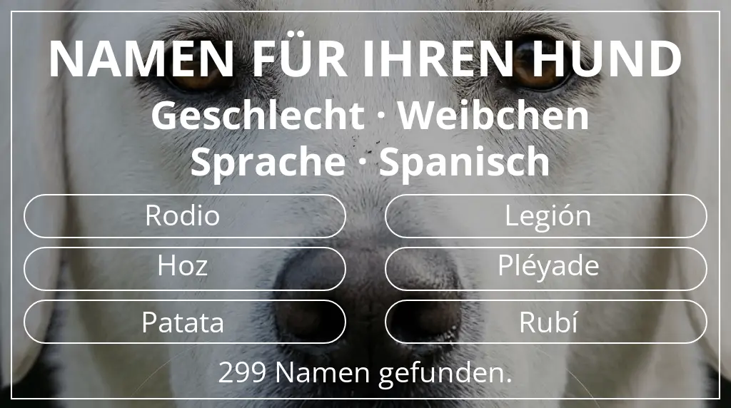 Hundenamen basierend auf geschlecht weibchen und sprache spanisch
