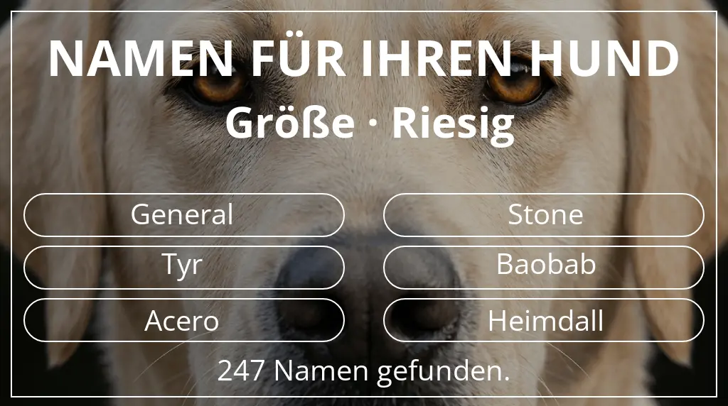 Namen für Hunde basierend auf größe riesig