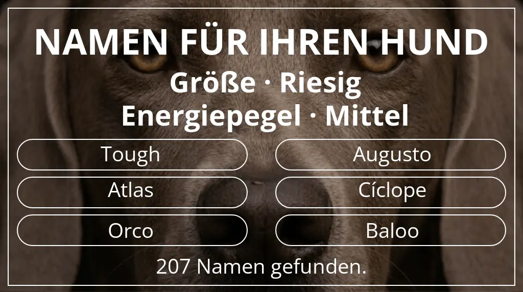 Namen für Hunde inspiriert von größe riesig und energiepegel mittel
