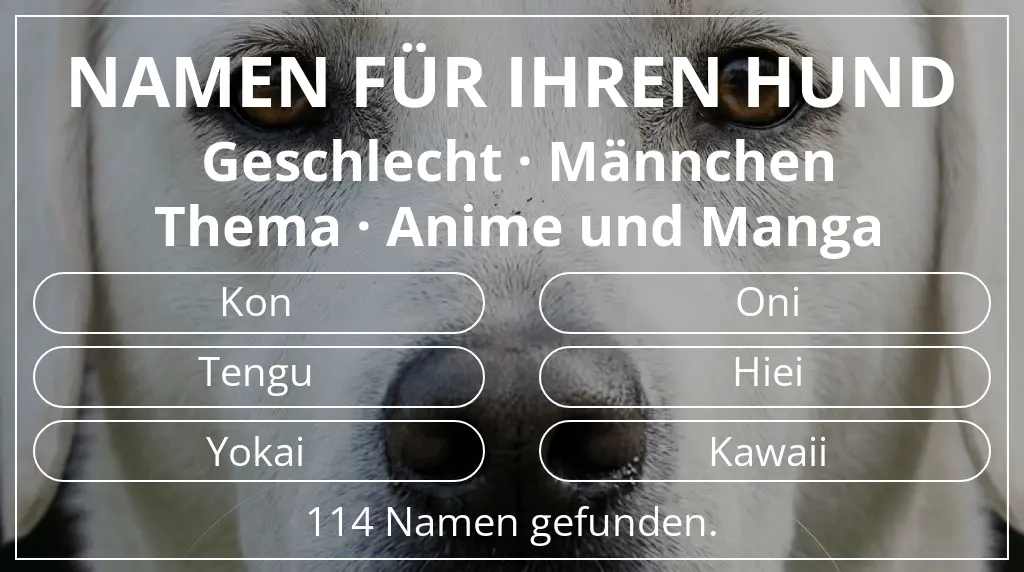 Hundenamen basierend auf geschlecht männchen und thema anime und manga