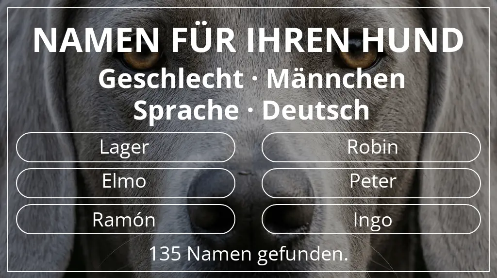 Namen für Hunde basierend auf geschlecht männchen und sprache deutsch