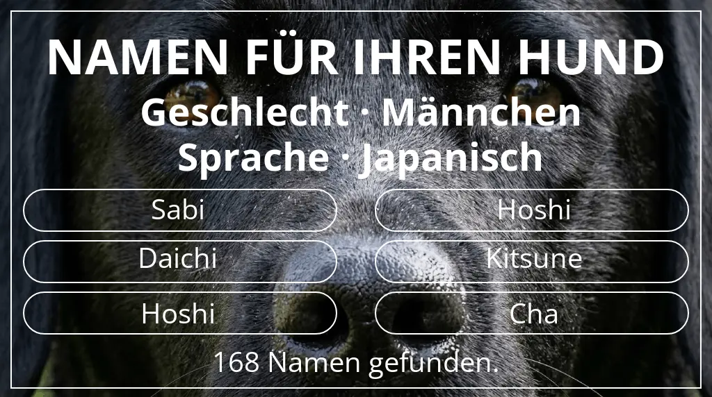 Hundenamen basierend auf geschlecht männchen und sprache japanisch