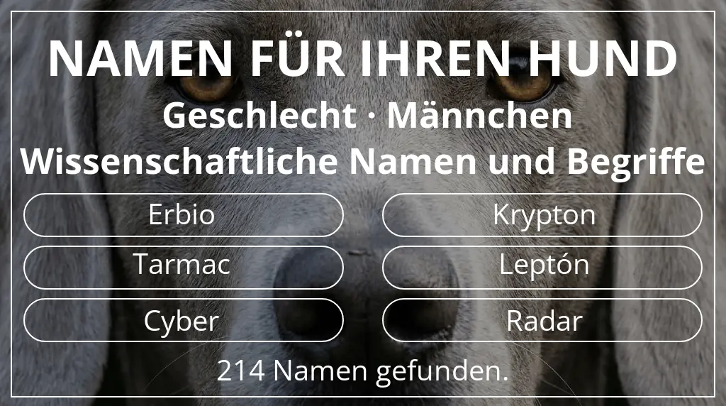 Namen für Hunde basierend auf geschlecht männchen und thema wissenschaftliche namen und begriffe