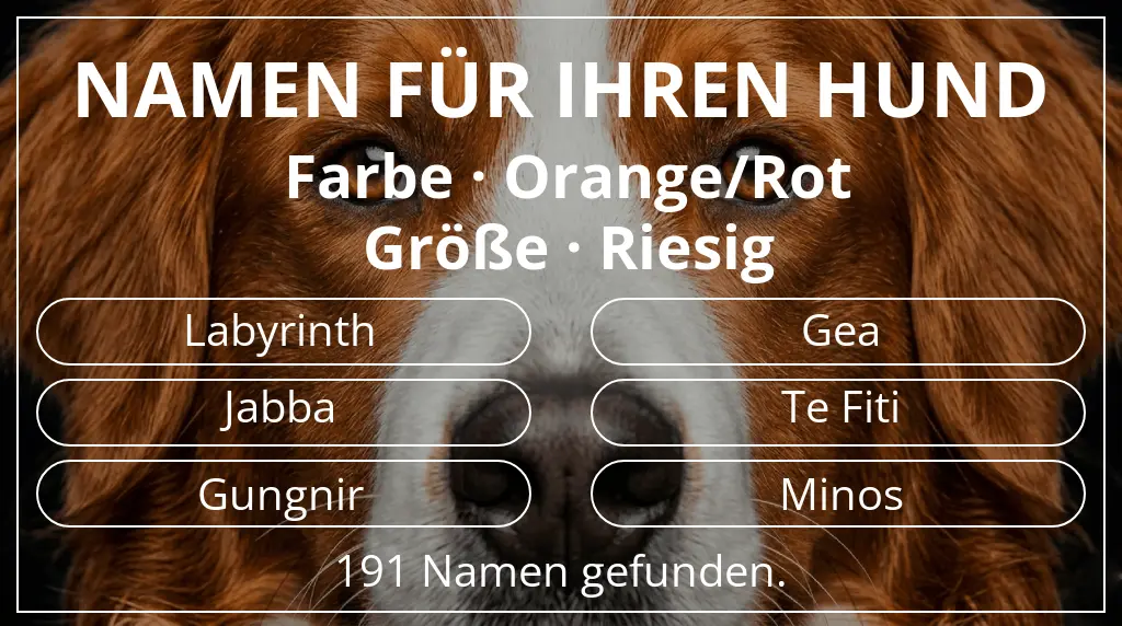 Hundenamen basierend auf farbe orange/rot und größe riesig