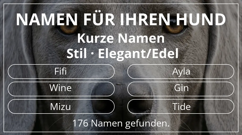 Namen für Hunde inspiriert von namenslänge kurz (2–4) und stil elegant/edel