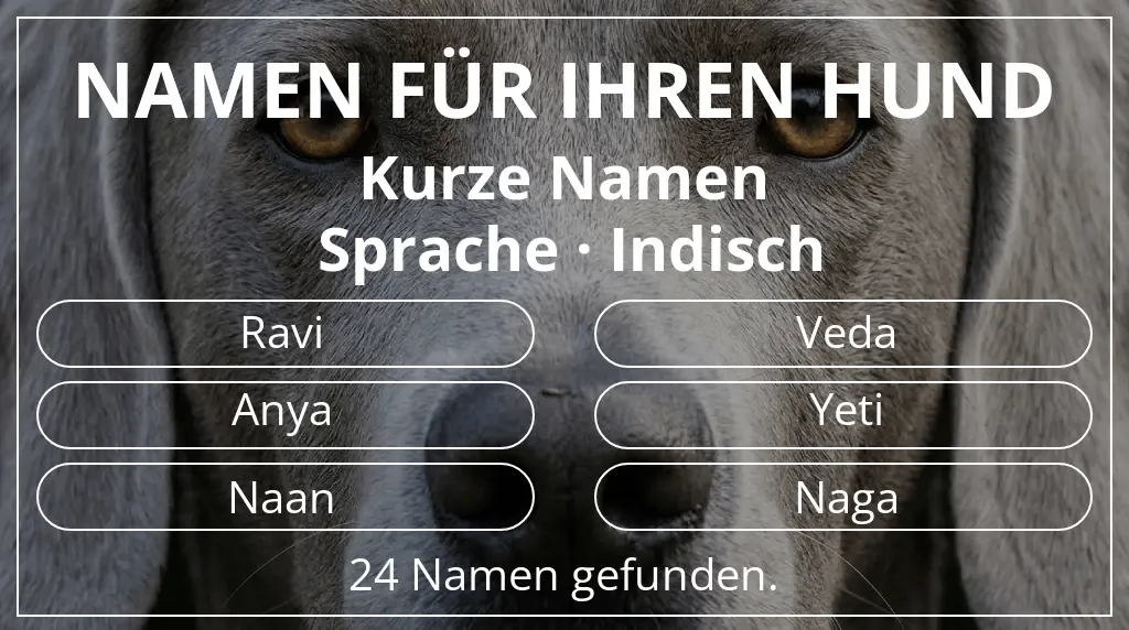 Namen für Hunde basierend auf namenslänge kurz (2–4) und sprache indisch