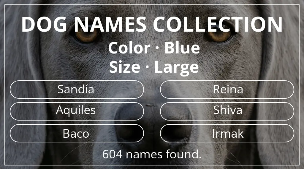 Dog names inspired by blue color and large size