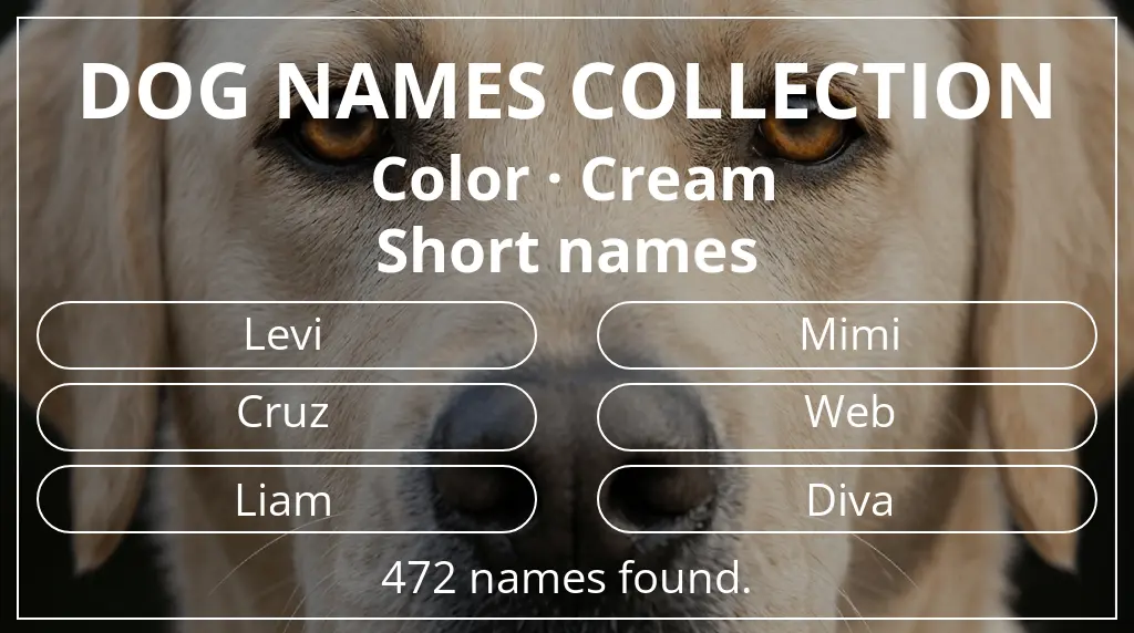 Names for dogs inspired by cream color and short (2–4) name length