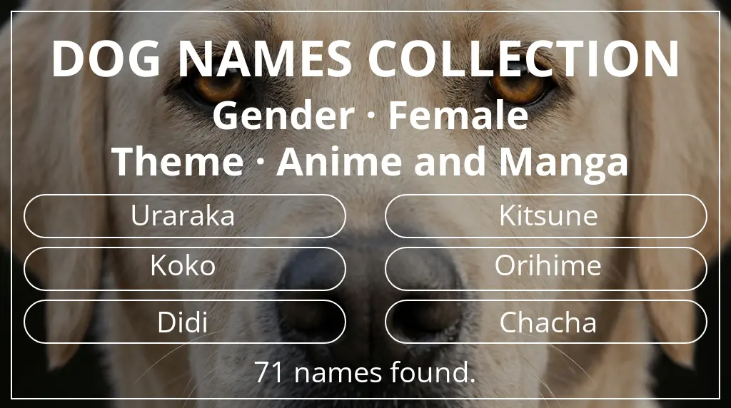 Dog names based on female gender and anime and manga theme