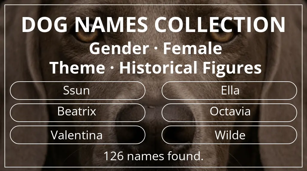 Dog names based on female gender and historical figures theme