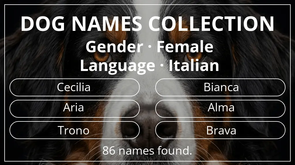Names for dogs inspired by female gender and italian language