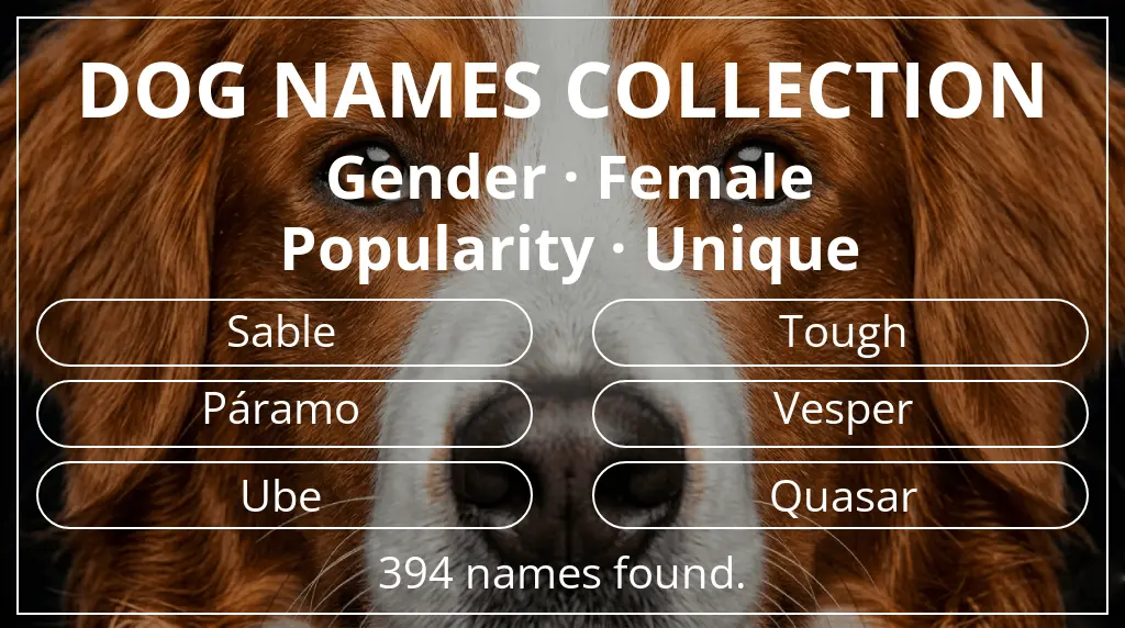 Dog names based on female gender and unique popularity