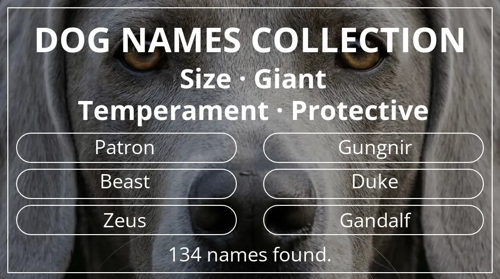 Names for dogs inspired by giant size and protective temperament