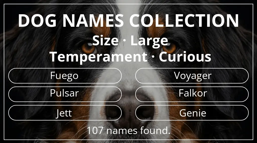 Names for dogs inspired by large size and curious temperament