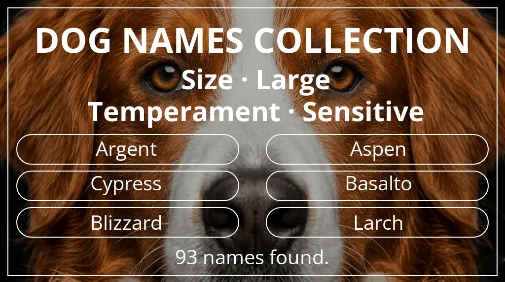 Names for dogs based on large size and sensitive temperament