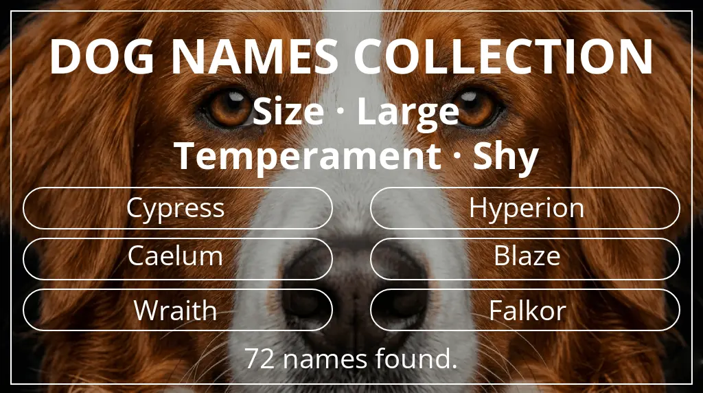 Names for dogs inspired by large size and shy temperament