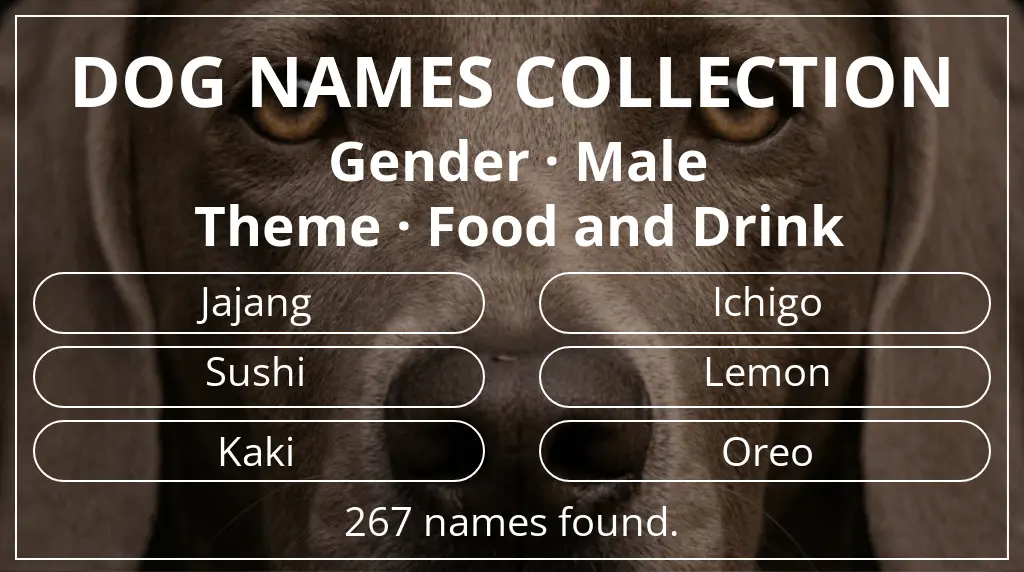 Dog names based on male gender and food and drink theme