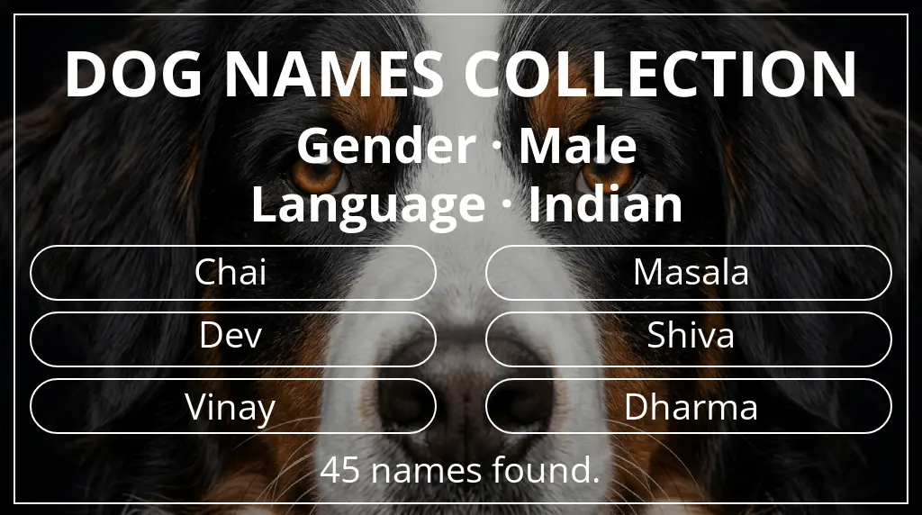 Names for dogs inspired by male gender and indian language