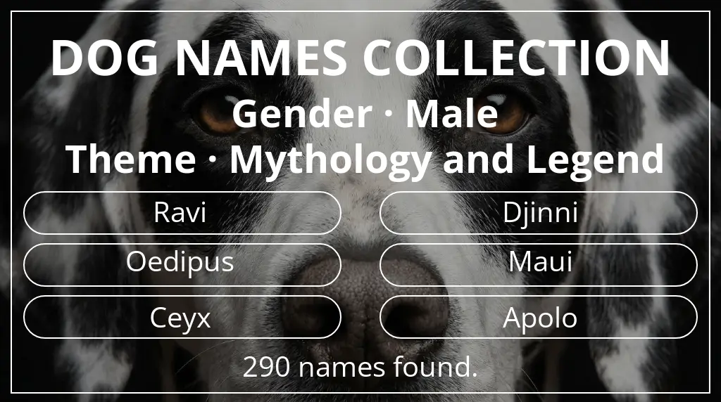Dog names based on male gender and mythology and legend theme