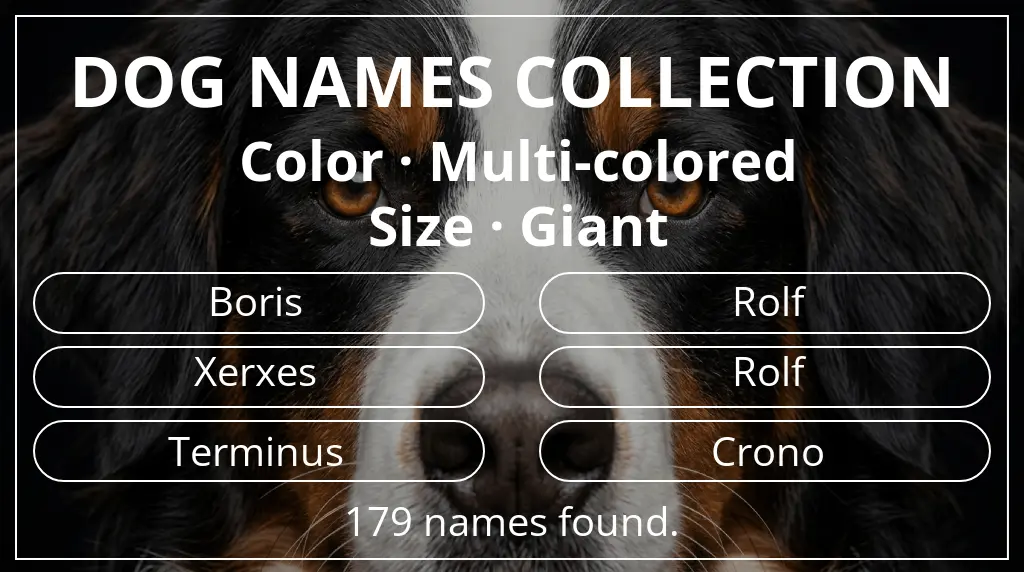 Names for dogs based on multi-colored color and giant size