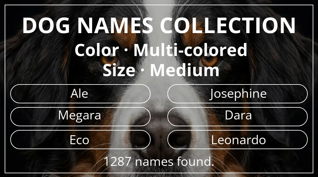 Dog names inspired by multi-colored color and medium size
