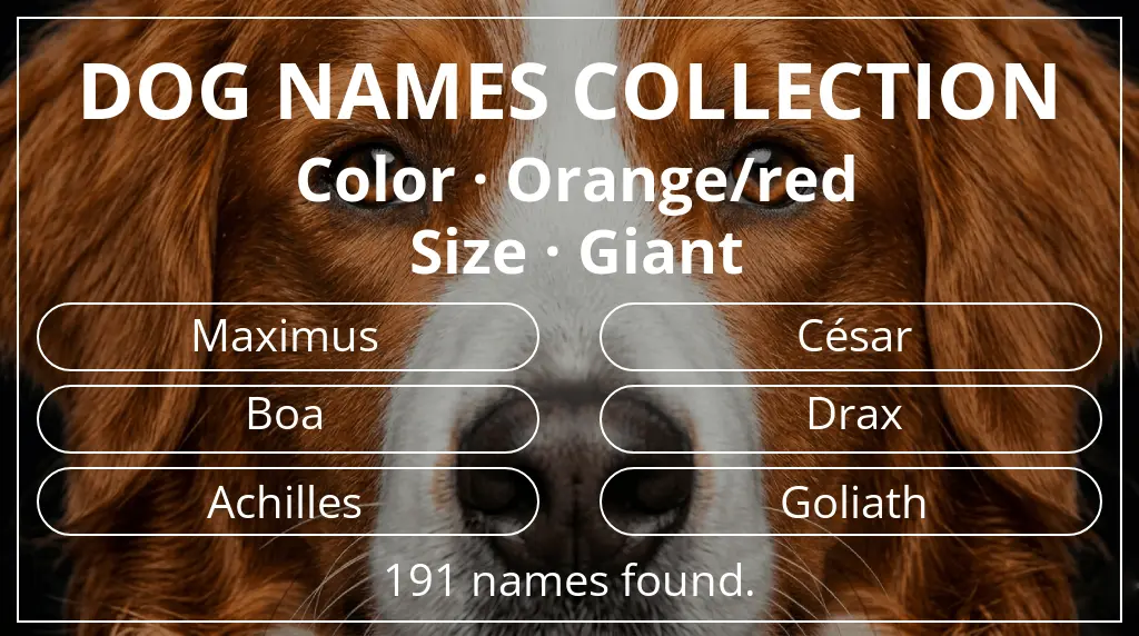 Dog names based on orange/red color and giant size