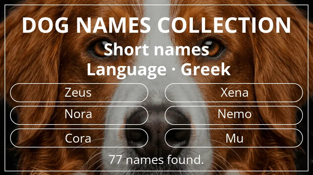 Dog names inspired by short (2–4) name length and greek language