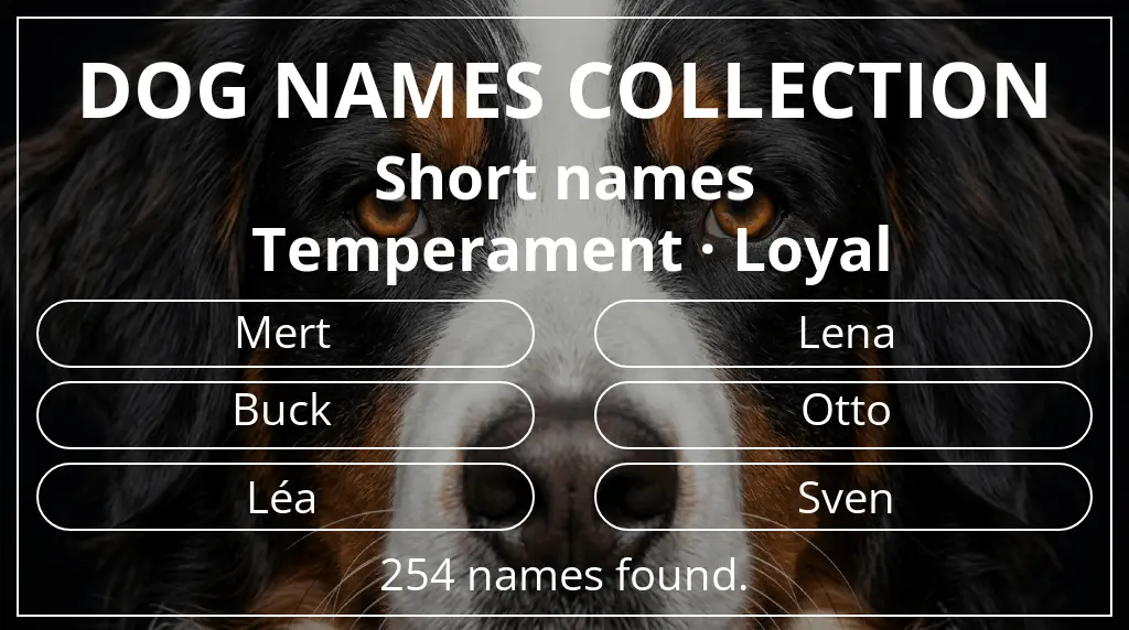 Dog names inspired by short (2–4) name length and loyal temperament