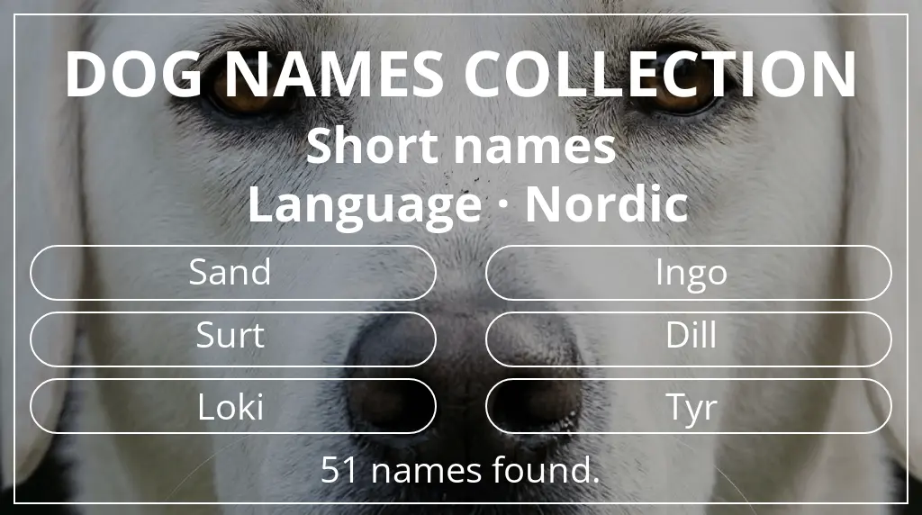 Dog names based on short (2–4) name length and nordic language