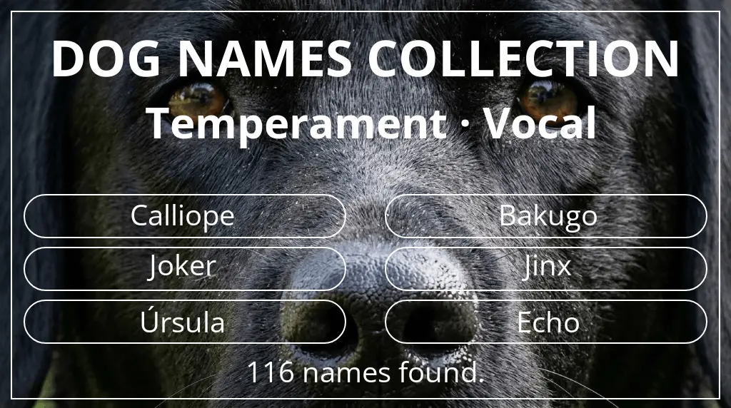 Names for dogs inspired by vocal temperament