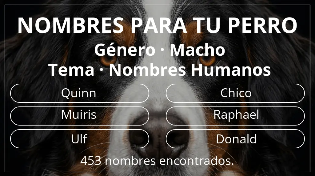 Nombres para perro inspirados en género macho y tema nombres humanos