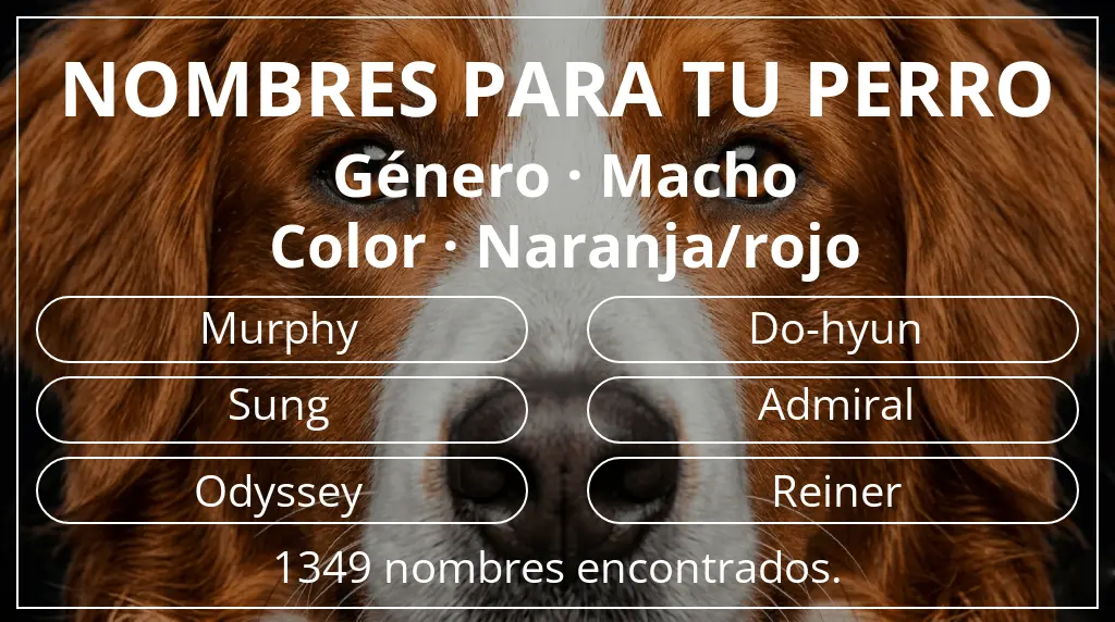 Nombres de perro basados en género macho y color naranja/rojo