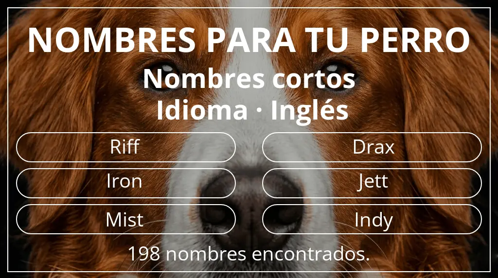 Nombres para perro basados en longitud del nombre corto (2-4) y idioma inglés