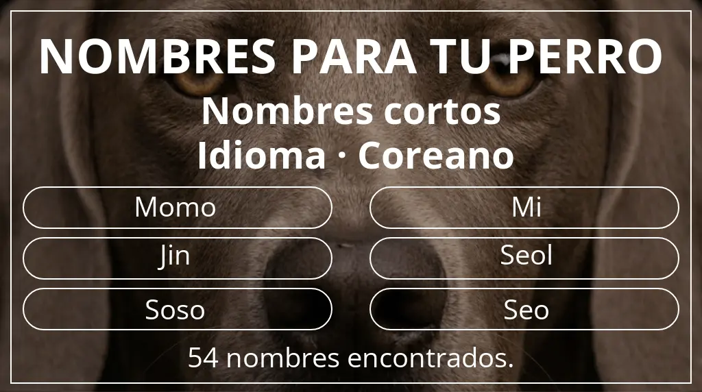 Nombres para perro basados en longitud del nombre corto (2-4) y idioma coreano