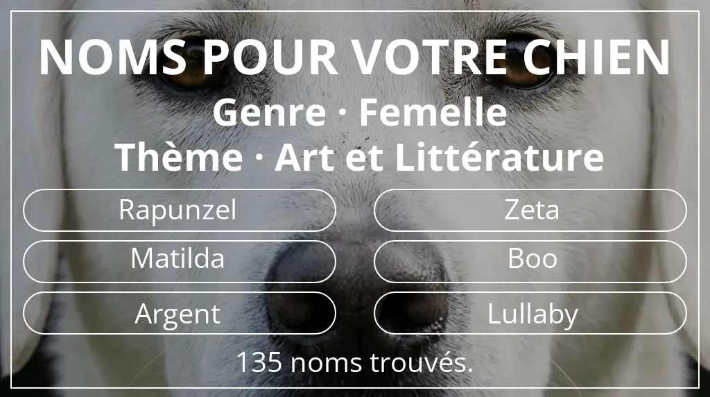 Noms de chiens basés sur genre femelle et thème art et littérature