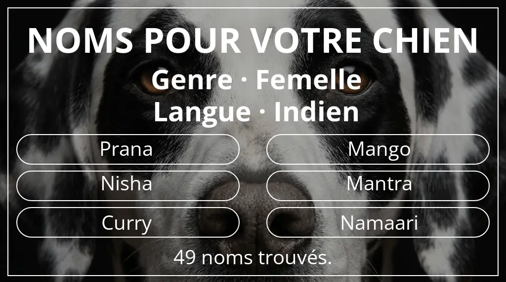 Noms de chiens basés sur genre femelle et langue indien