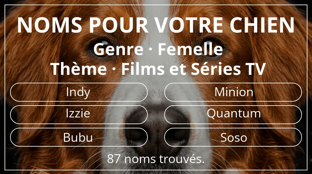 Noms de chiens basés sur genre femelle et thème films et séries tv